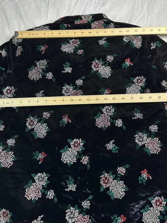 🌸 Vintage MiMi Black Velvet Floral Frog Closure Tang Jacket XL 8887-16 🌸 - Picture 9 of 11